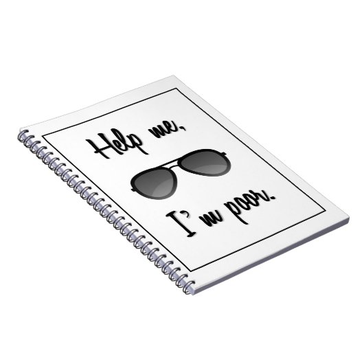 Funny Help me, ik ben een slechte zonnebril. Notitieboek (Rechterzijde)