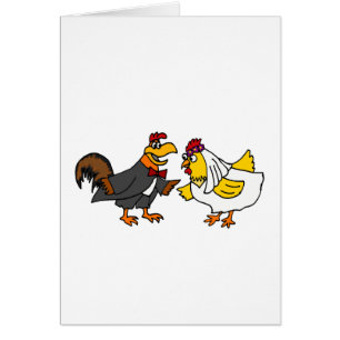 Funny Hen Bride en Rooster Groom Wedding