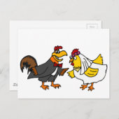 Funny Hen Bride en Rooster Groom Wedding Briefkaart (Voorkant / Achterkant)