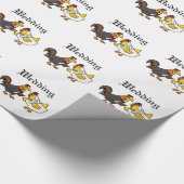 Funny Hen Bride en Rooster Groom Wedding Cadeaupapier (Hoek)