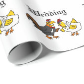 Funny Hen Bride en Rooster Groom Wedding Cadeaupapier (Rol Hoek)
