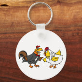 Funny Hen Bride en Rooster Groom Wedding Sleutelhanger (Voorkant)