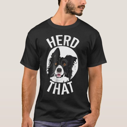 Funny Herd die Border Collie T-shirt (Voorkant)