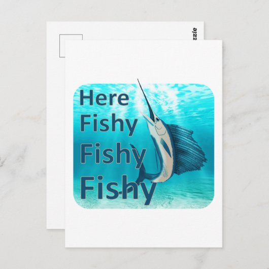 Funny here Fish Fishy Sailfish Briefkaart (Voorkant / Achterkant)