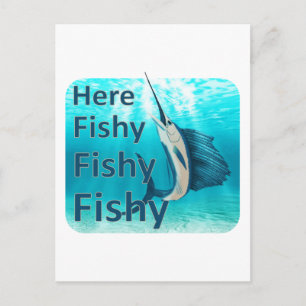 Funny here Fish Fishy Sailfish Briefkaart