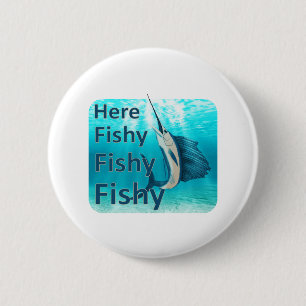 Funny here Fish Fishy Sailfish Ronde Button 5,7 Cm