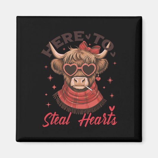 Funny Here To Steal Hearts Valentine’s Day Cow Cut Magneet (Voorkant)