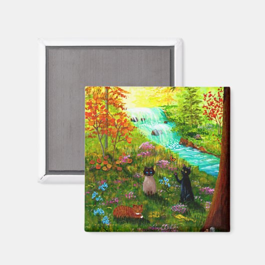 Funny Herfst Cat Creationarts Magneet (Voorkant / Achterkant)