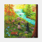 Funny Herfst Cat Creationarts Magneet (Voorkant)