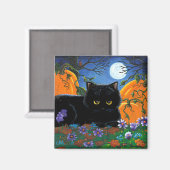 Funny Herfst Cats Moon Creationarts Magneet (Voorkant / Achterkant)