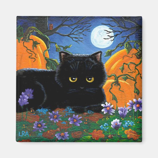 Funny Herfst Cats Moon Creationarts Magneet (Voorkant)