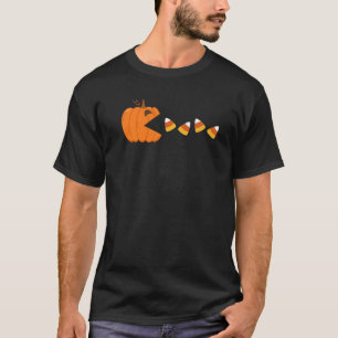 Funny Herfst Halloween Pumpkin Eating Candy Corn A T-shirt