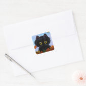 Funny Herfst herfst zwarte kat creationarts Vierkante Sticker (Envelop)