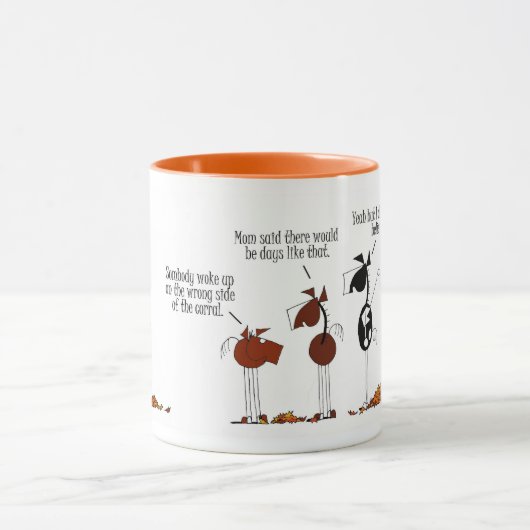 Funny Herfst Horse Cartoon Mok (Midden)
