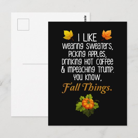 Funny Herfst najaar politiek antitrump-ontwerp Briefkaart (Voorkant / Achterkant)