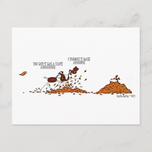 Funny Herfst Season Horse & Butterfly Cartoon Briefkaart (Voorkant)