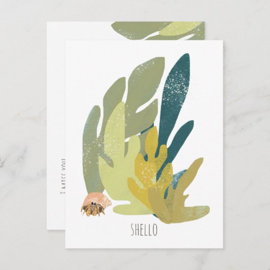 Funny Hermit Crab Hallo Briefkaart (Voorkant / Achterkant)