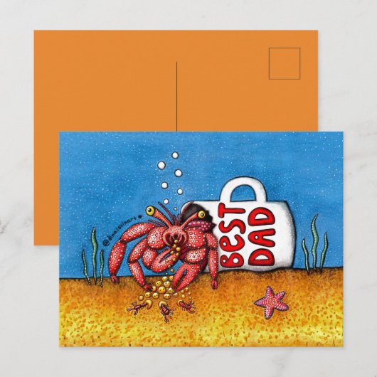 Funny Hermit Crab Vaderdag Beste vader Briefkaart (Voorkant / Achterkant)