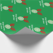 Funny hert antler basketbal kerstavond cadeaupapier (Hoek)