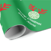 Funny hert antler basketbal kerstavond cadeaupapier (Rol Hoek)