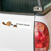 Funny High Tech Beaver met Chainzaag Bumpersticker (Op Truck)