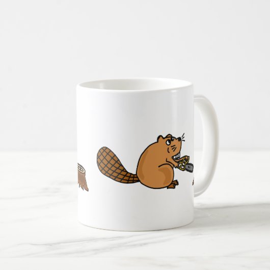 Funny High Tech Beaver met Chainzaag Koffiemok (Voorkant rechts)