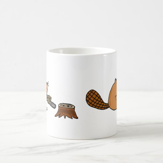 Funny High Tech Beaver met Chainzaag Koffiemok (Center)