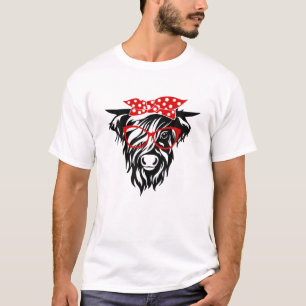 Funny Highland Cow met Bandana en bril T-shirt