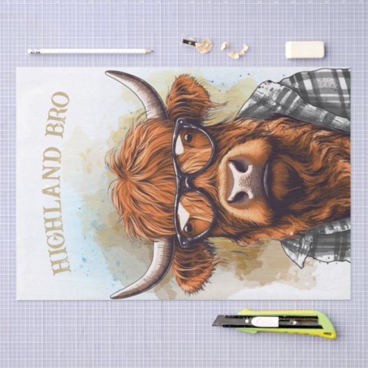 Funny Highland Koe die zonnebrillen draagt Tissuepapier (Craft)