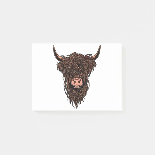 Funny Highland Koe Head Post-it® Notes (Voorkant)