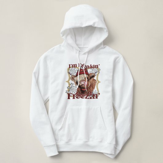 Funny Highland Koe Im Freaking Freezing Western Ch Hoodie (Design voorkant)