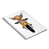 Funny Highland Koe Riding a Motorcycle Cartoon Notitieboek (Rechterzijde)