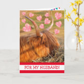 Funny Highland Steer Husband Birthday Kaart (Gele Bloem)