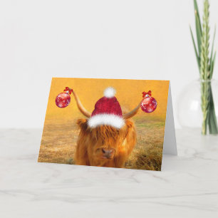 Funny Highland Steer-kerstfeestkaart Feestdagen Kaart