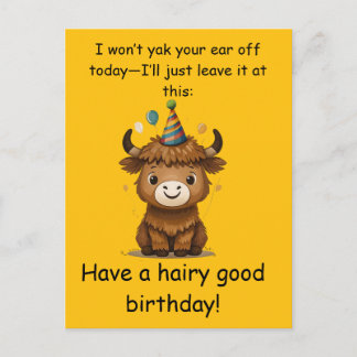 Funny Highland Yak: Hairy Good Birthday Puns Briefkaart