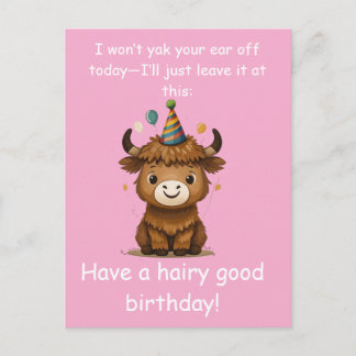 Funny Highland Yak: Hairy Good Birthday Puns Briefkaart