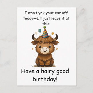 Funny Highland Yak: Hairy Good Birthday Puns Briefkaart