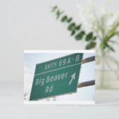 Funny HIghway Sign Big Beaver Road Exit 69 Briefkaart (Staand voorkant)