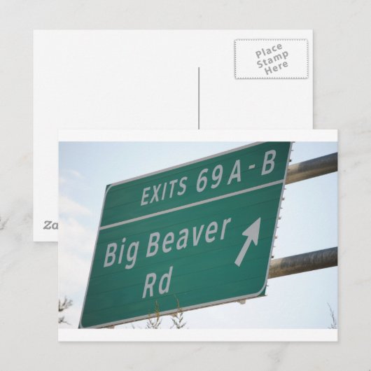 Funny HIghway Sign Big Beaver Road Exit 69 Briefkaart (Voorkant / Achterkant)