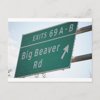 Funny HIghway Sign Big Beaver Road Exit 69 Briefkaart