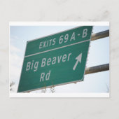 Funny HIghway Sign Big Beaver Road Exit 69 Briefkaart (Voorkant)