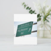 Funny HIghway Sign Big Beaver Road Exit 69 Briefkaart (Staand voorkant)