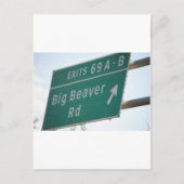 Funny HIghway Sign Big Beaver Road Exit 69 Briefkaart (Voorkant)
