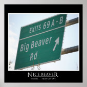 Funny Highway Sign, Big Beaver Road Exit 69 Poster (Voorkant)