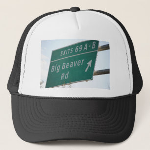 Funny HIghway Sign Big Beaver Road Exit 69 Trucker Pet