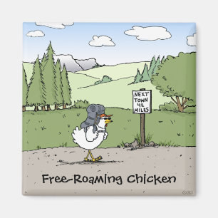 Funny Hiking Chicken Cartoon zonder roaming Magneet