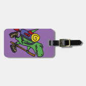 Funny Hiking Green T-Rex Dinosaur Bagagelabel (Voorkant horizontaal)