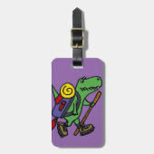 Funny Hiking Green T-Rex Dinosaur Bagagelabel (Voorkant verticaal)