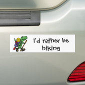 Funny Hiking Green T-Rex Dinosaur Bumpersticker (Op auto)
