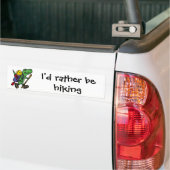Funny Hiking Green T-Rex Dinosaur Bumpersticker (Op Truck)
